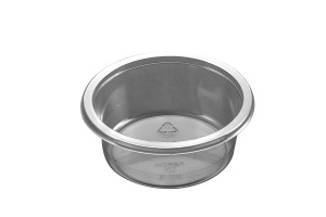 This is a bowl made of APET material. It is commonly used for cold foods and snacks.