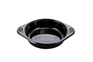 This CPET tray is environmentally friendly. It goes in the oven and microwave.