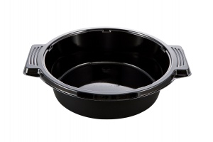 This tray is a CPET tray. It is environmentally friendly and can go in the microwave and the oven up to 400 degrees. 