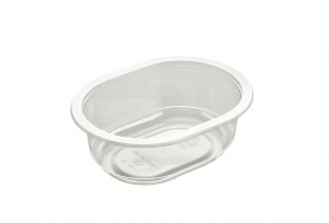 Ceci est un bol qui est faite d'un matériau APET. Il est utilisé pour les aliments froids et des collations.