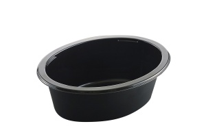 This tray is a CPET tray. It is environmentally friendly and can go in the microwave and the oven up to 400 degrees. 