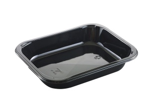 This is a CPET tray with 1 compartment that is environmentally friendly. It also goes into the microwave and oven up to 400 degrees. 