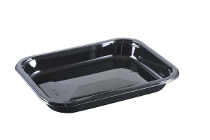 This is a CPET tray with 1 compartment that is environmentally friendly. It also goes into the microwave and oven up to 400 degrees. 