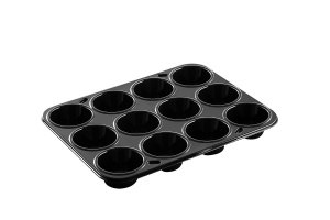 This is a 12 compartment CPET tray. It is rectangular shaped and can go in the oven and microwave up to 400 degrees. 