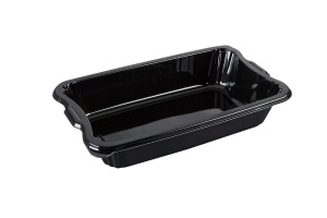 This is a polygonal CPET tray. It holds 1375ml of food and is made for the microwave and oven. 1 compartment tray.
