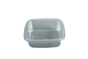 This is a tray made of APET material. It is commonly used for cold foods and snacks.