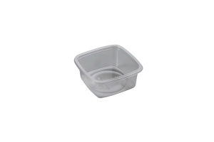 This is a tray made of APET material. It is commonly used for cold foods and snacks.