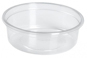 This is a bowl made out of APET material. It is made for cold foods and snacks. Not made for oven and microwave.