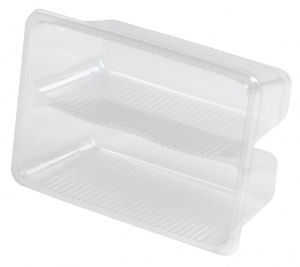 This is a tray made of APET material. It cannot be put into the oven or microwave. It is used for cold food and snacks. 