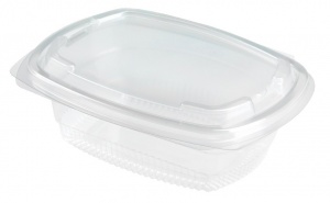 This is a bowl made of APET material. It has a lid and is used for cold foods and snacks.