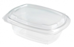 This is a bowl made of APET material. It has a lid and is used for cold foods and snacks.