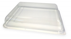 This is an APET lid that covers the 45397 food platter tray,