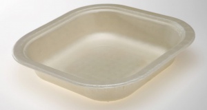 This is a photo of our square compostable tray.