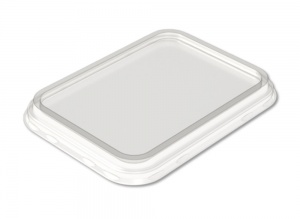 Il s'agit d'un couvercle rectangulaire et transparent en APET, conçu pour recouvrir solidement des plateaux compatibles tout en offrant une visibilité complète du contenu. Fabriqué en plastique durable de qualité alimentaire, le couvercle présente une surface lisse avec un rebord légèrement surélevé qui assure un ajustement sécurisé et étanche lorsqu'il est scellé. Sa transparence améliore la présentation des aliments emballés, ce qui le rend idéal pour le stockage à froid et l'exposition. Le matériau APET est recyclable, soutenant des pratiques d'emballage respectueuses de l'environnement.