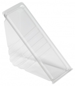 Il s'agit d'un plateau triangulaire et transparent en APET avec un couvercle à charnière intégré, conçu pour contenir et afficher les sandwiches en toute sécurité tout en préservant leur fraîcheur. Le contenant est doté de parois lisses et transparentes, offrant une visibilité complète du contenu et améliorant la présentation du produit. Le couvercle à charnière permet une ouverture et une fermeture faciles, se fermant hermétiquement pour assurer une étanchéité résistante aux fuites. Fabriqué en plastique APET durable, de qualité alimentaire et recyclable, ce plateau est idéal pour le stockage à froid et l'exposition, en accord avec des pratiques d'emballage écologiques.
