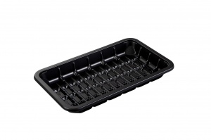 This is a tray which is made with APET material. It is commonly used for cold foods and snacks.