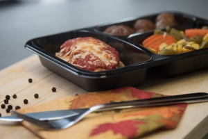Food in Black CPET Tray