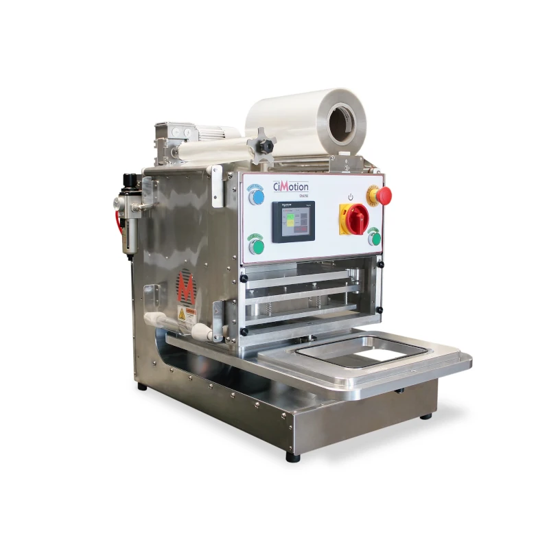 Rotating die-cut sealer for sealing lidding film onto CPET and APET trays.